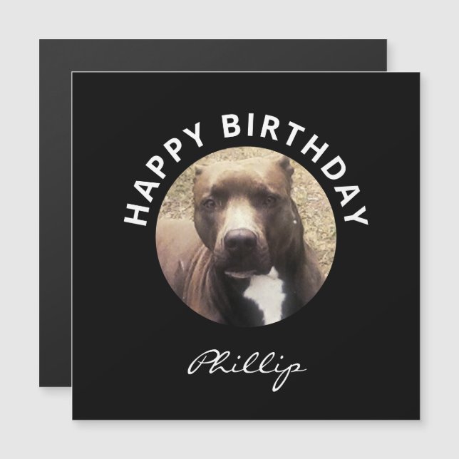 Pit Bull Dog Happy Birthday Personalized Magnet (Front/Back)
