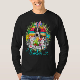 Pit Bull Dog In Easter Eggs Basket Bunnies Happy E T-Shirt