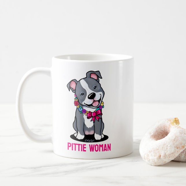 Pit Bull Dog Mom  Coffee Mug (With Donut)