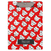Pit Bull Dog Pattern Red | Add Your Name