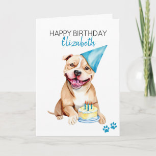 Pit Bull Dog Personalized Happy Birthday  Card