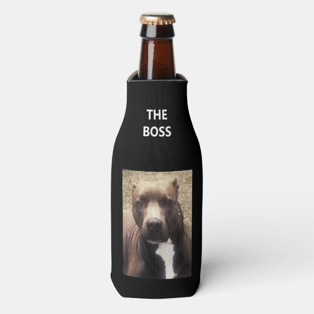 Pit Bull Dog Photo Customized Bottle Cooler (Bottle Front)