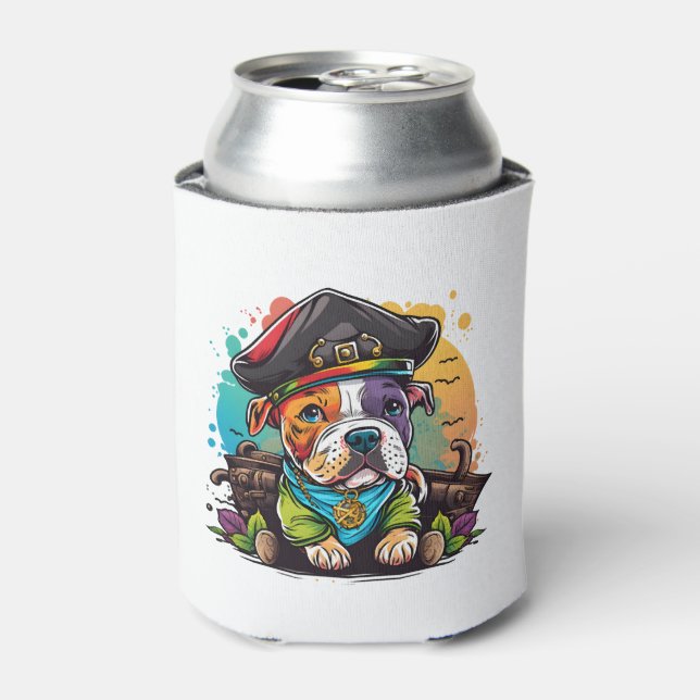 Pit Bull Dog Pirate Can Cooler (Can Front)