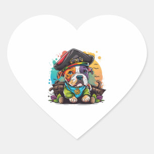 Pit Bull Dog Pirate Heart Sticker