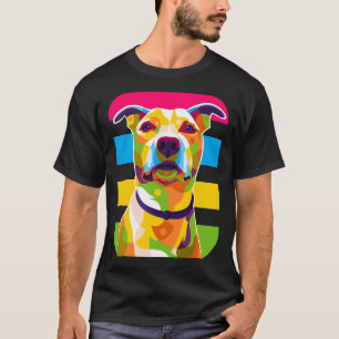 Pit Bull Dog Portrait Colourful Pop T-Shirt