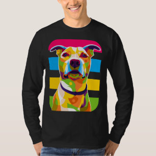Pit Bull Dog Portrait Colourful Pop T-Shirt