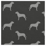 Pit Bull Dog Silhouettes Grey and Black Patterned Fabric