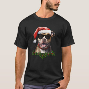 Pit Bull Dog Watercolor Painting Art Pitty Christm T-Shirt