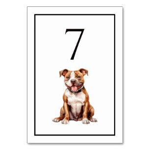 Pit Bull Dog Watercolor Table Number