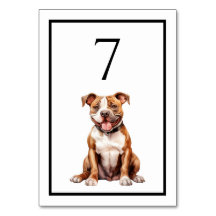 Pit Bull Dog Watercolor Table Number