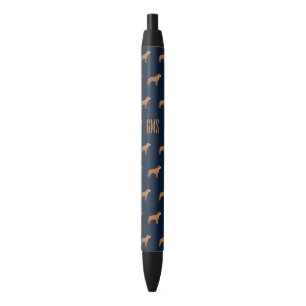 Pit Bull Dogs Pattern Monogrammed Black Ink Pen