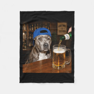 Pit Bull Drinking Beer Funny Dog Meme Fleece Blanket