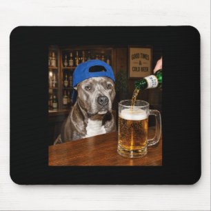 Pit Bull Drinking Beer Funny Dog Meme Mouse Pad