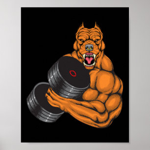 Pit Bull Gym Fitness - Weightlifting Deadlift Body Poster