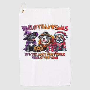 Pit Bull Halloween Thanksgiving Christmas Classic Golf Towel