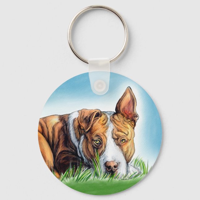 Pit Bull Hears You Keychain (Front)