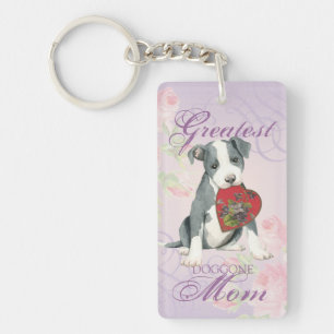 Pit Bull Heart Mom Keychain