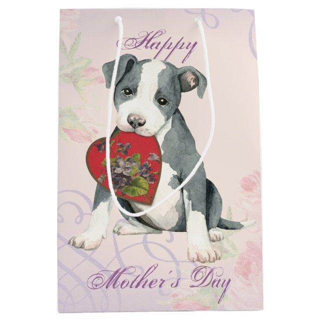 Pit Bull Heart Mom Medium Gift Bag (Front)