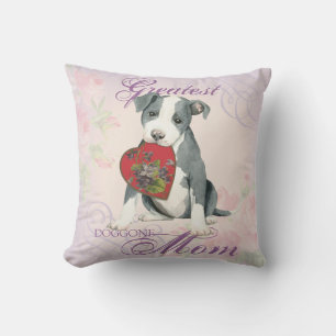 Pit Bull Heart Mom Throw Pillow