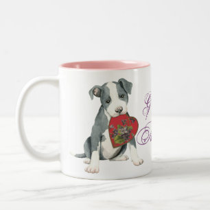 Pit Bull Heart Mom Two-Tone Coffee Mug