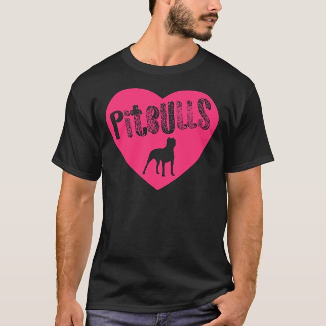 Pit Bull Heart Pitbulls Pink Transparent American  T-Shirt (Front)