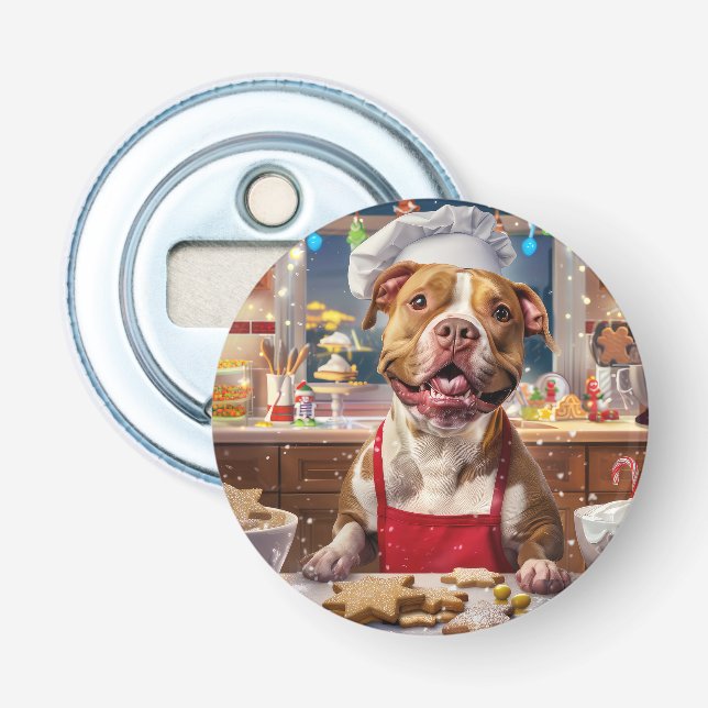 Pit Bull Holiday Baking: Festive Christmas  Bottle Opener (Front)