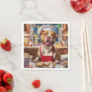 Pit Bull Holiday Baking: Festive Christmas Napkin