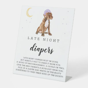 Pit Bull Late Night Diapers Beagle Watercolor Sign