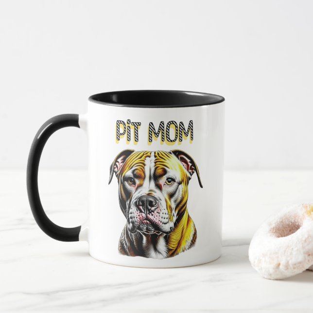 Pit Bull Mom | Dog Lover's  Mug (With Donut)