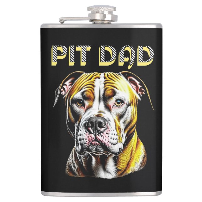Pit Bull Mom | Dog Lover's Personalized Hip Flask (Front)
