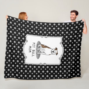 Pit Bull Mom (lt brindle white 3) Dog Mom Fleece Blanket