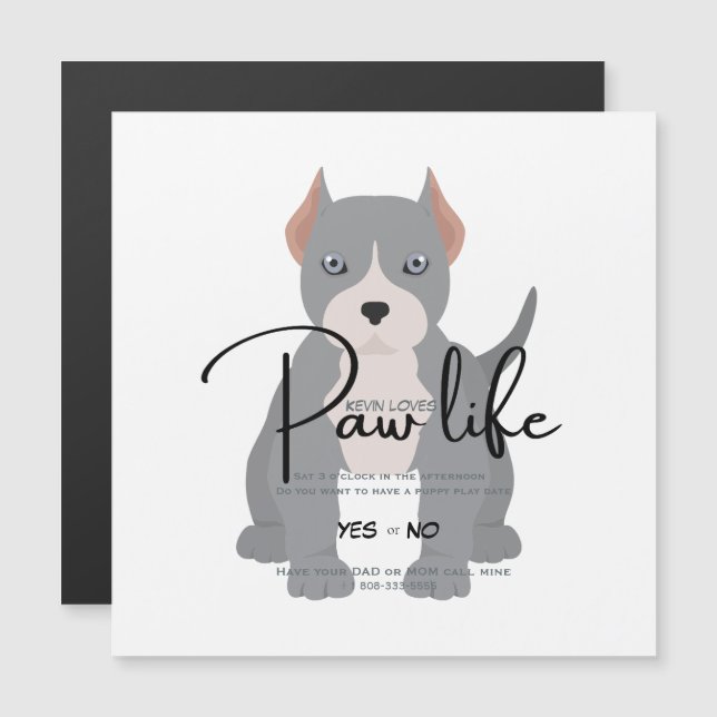 Pit bull play date invitation (Front/Back)
