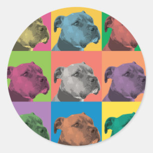Pit Bull Pop-Art Classic Round Sticker