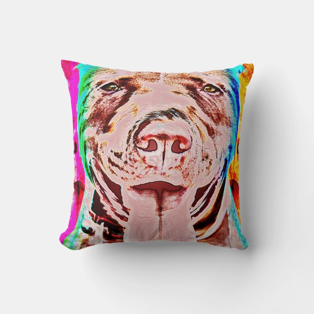 Pit Bull Pop Art Throw Pillow (Front)