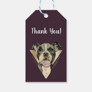 Pit Bull Puppy Dog Gold Thank You Gift Tags