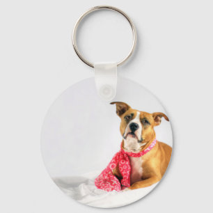 Pit Bull Puppy Love in Pink XOXO Keychain