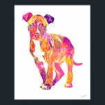 Pit Bull Puppy Pop Art Watercolor Poster<br><div class="desc">Pit Bull puppy pop art style watercolor poster. A bright & colourful statement for your walls. Original art © DoggyStyle Design Studio. We think dogs are the best! Their unconditional love and loyalty... the way their tails wag and their faces light up when you get home... you just don’t get...</div>
