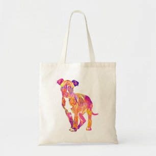Pit Bull Puppy Pop Art Watercolor Tote Bag