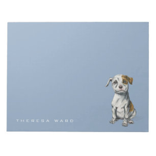 Pit Bull Puppy Sketch Drawing   Add Your Name Notepad