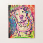 Pit bull puzzle watercolor