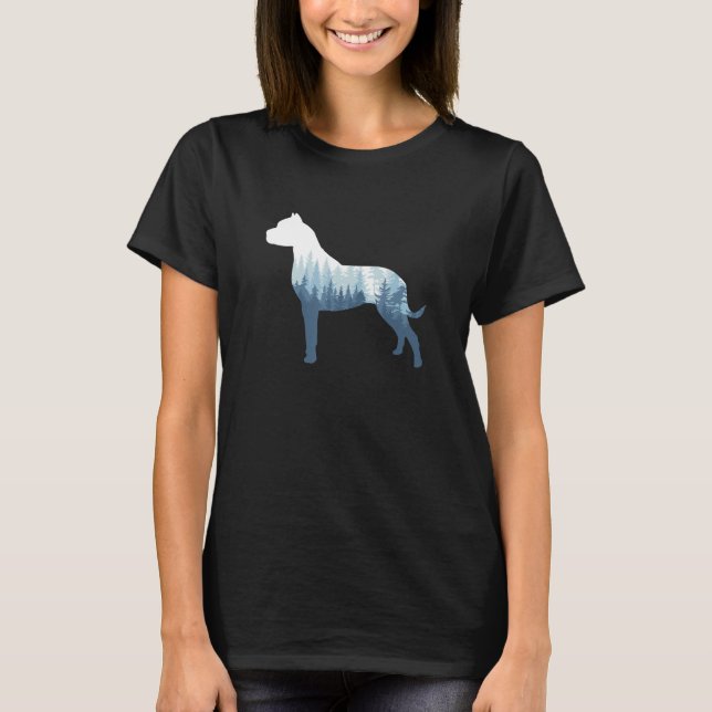 Pit Bull Silhouette Pittie Dog Outdoor Nature T-Shirt (Front)