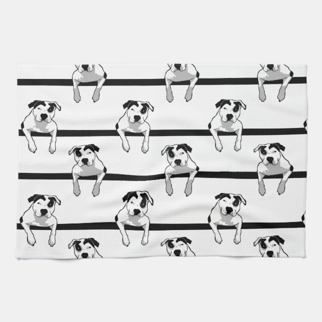 Pit Bull T-Bone Graphic Kitchen Towel (Horizontal)