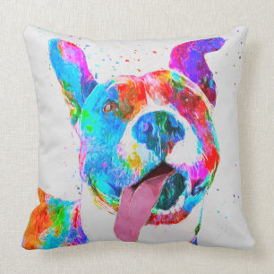 Pit Bull Terrier Colourful Pop Art Throw Pillow