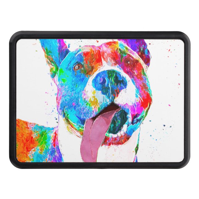 Pit Bull Terrier Colourful Pop Art Trailer Hitch Cover (Front)
