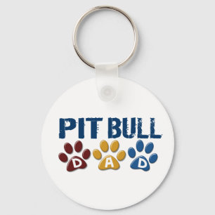 PIT BULL TERRIER Dad Paw Print 1 Keychain