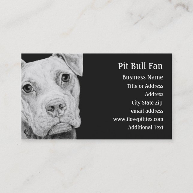Pit Bull Terrier (Gris) - Carte de visite (Devant)