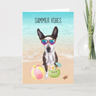 Pit Bull Terrier Mix Beach  Thank You Card