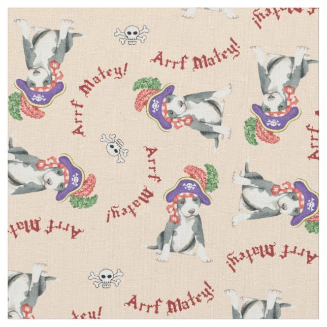 Pit Bull Terrier Pirate Fabric (Close Up)