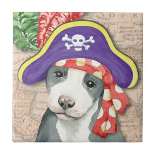 Pit Bull Terrier Pirate Tile