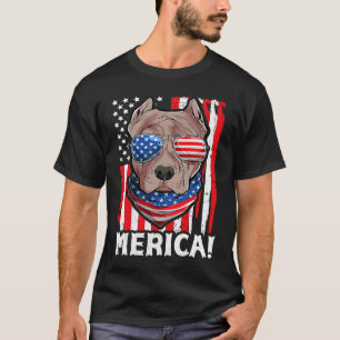 Pit bull USA Patriotic Dog Apparel American Flag M T-Shirt
